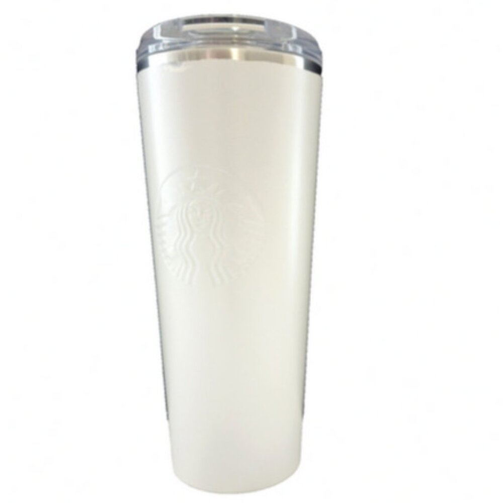 Starbucks Pearl Ice Opal Tumbler Glitter White Stainless Steel Cold Travel 16oz